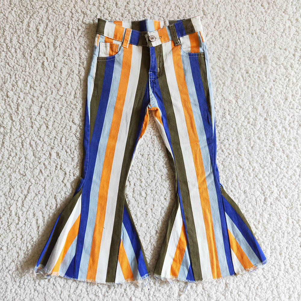 Baby Girls blue stripe western denim pants jeans