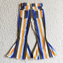 Load image into Gallery viewer, Baby Girls blue stripe western denim pants jeans
