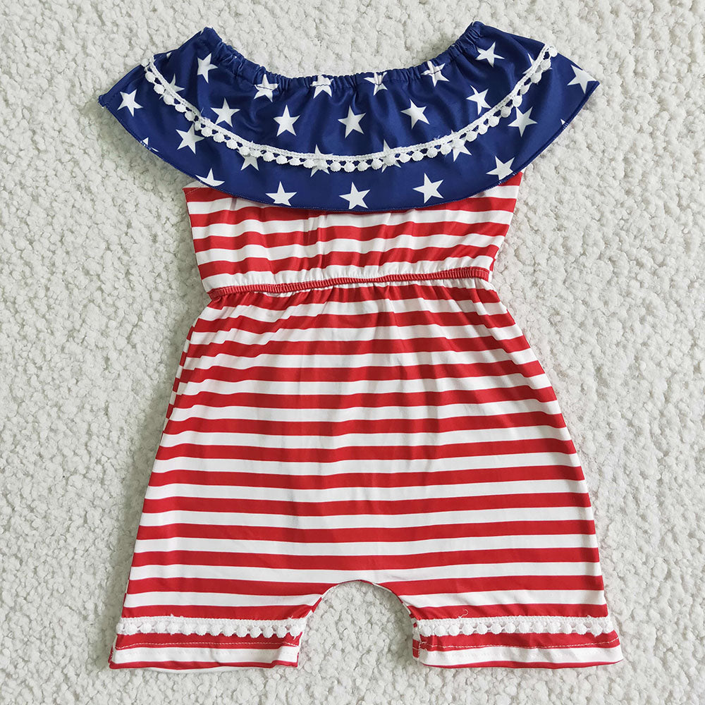 Baby girls fourth of July stripe star jumpsuits