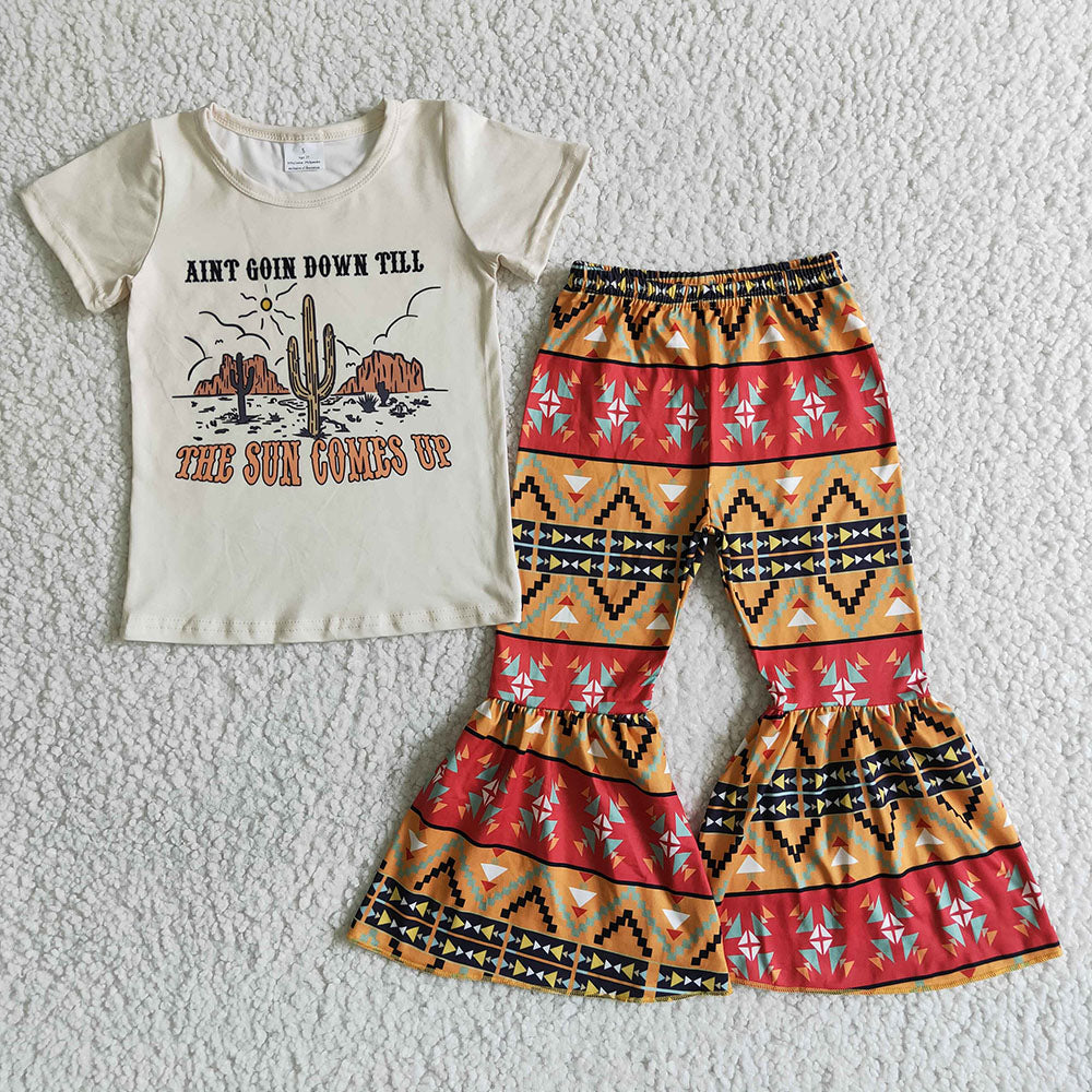 Baby Girls Sun bell pants clothing western design outfits clothing sets