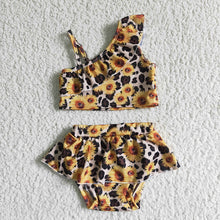 Load image into Gallery viewer, Baby Girls summer sunflower 2pcs swimsuits
