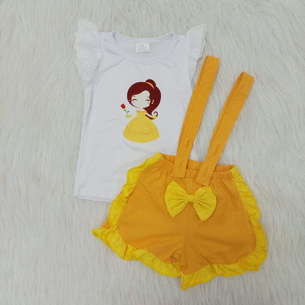 Baby girls summer princess suspender shorts sets 1