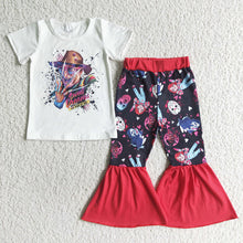 Load image into Gallery viewer, Baby girls Halloween red bell pants clothing sets (can choose headband here)
