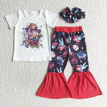 Load image into Gallery viewer, Baby girls Halloween red bell pants clothing sets (can choose headband here)
