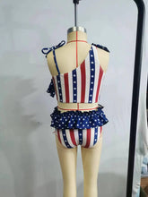 Load image into Gallery viewer, Baby Girls 2pcs 4th of July Ruffle Swimsuits
