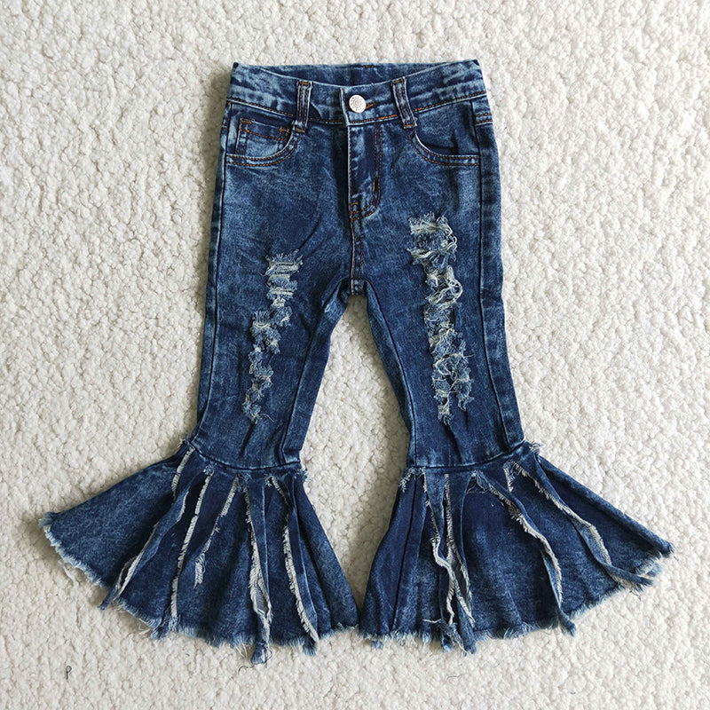 Tassel ruffle bell denim jeans pants