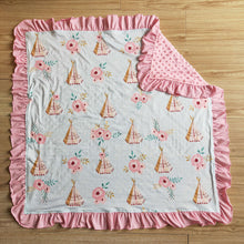 Load image into Gallery viewer, Baby girls temple flower ruffle western blankets
