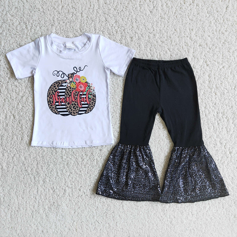 Thankful black pants sequin sets