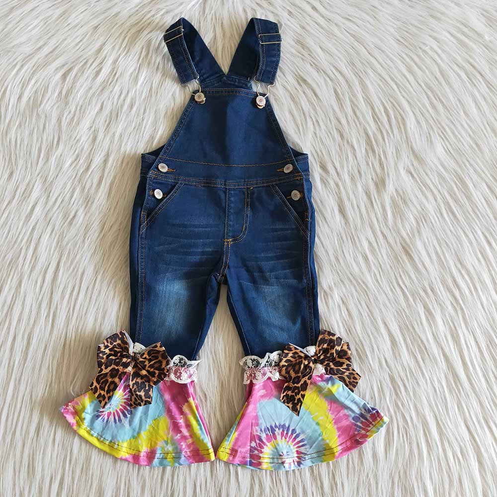 Denim overall jeans tie dye pants