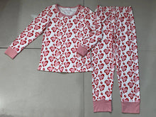 Load image into Gallery viewer, Adult Women Pink Hearts Valentines Top Pants Pajamas
