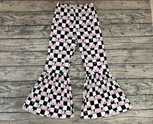 Load image into Gallery viewer, Adult Women Black Checkered Mama Bell Flare Bottom Pants
