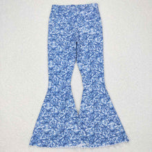 Load image into Gallery viewer, Adult Women Blue Floral Denim Bell Pants Jeans
