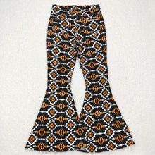 Load image into Gallery viewer, Adult Women Orange Black Aztec Denim Bell Pants Jeans
