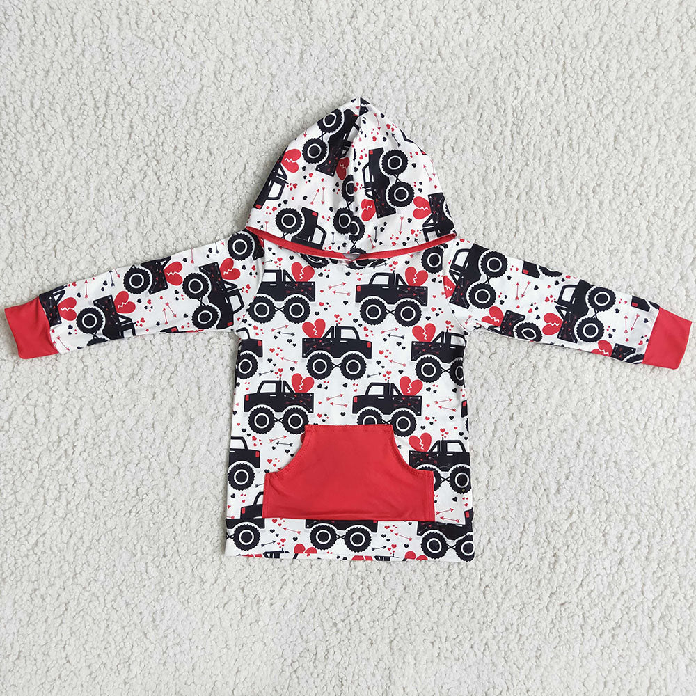 Boys tractor Valentines hoodie top