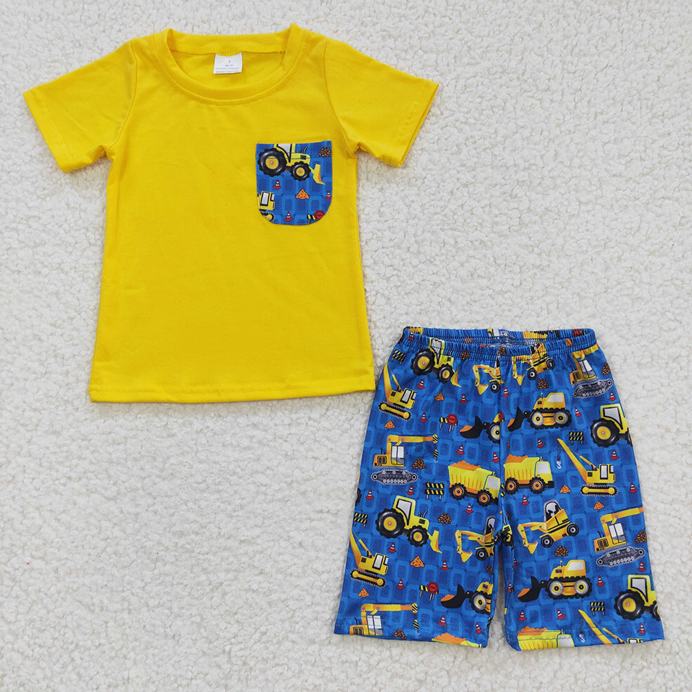 Baby Boys Summer Tractor Pockets Shorts Sets