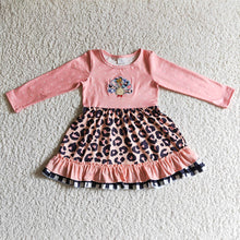 Load image into Gallery viewer, Baby girls Thanksgiving turkey pink knee length dresses
