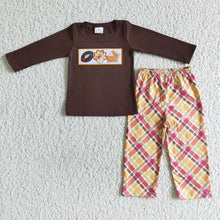 Load image into Gallery viewer, Baby boys Thanksgiving turkey plaid pants clothes sets
