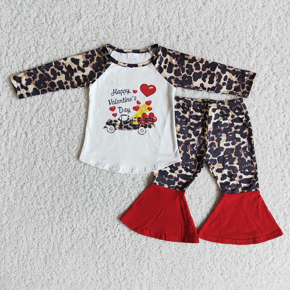 Baby Girls Happy Valentines day bell bottom pants sets