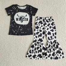 Load image into Gallery viewer, B6-25 Baby girls singer black western bell pants sets
