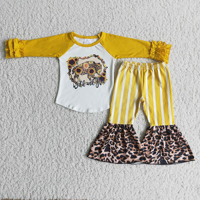 Baby Girls Wild Free Bell Leopard Outfits Sets