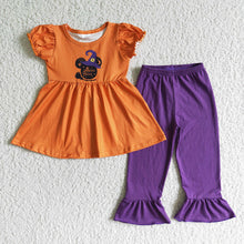 Load image into Gallery viewer, Baby girls Halloween witch ruffle pants clothes
