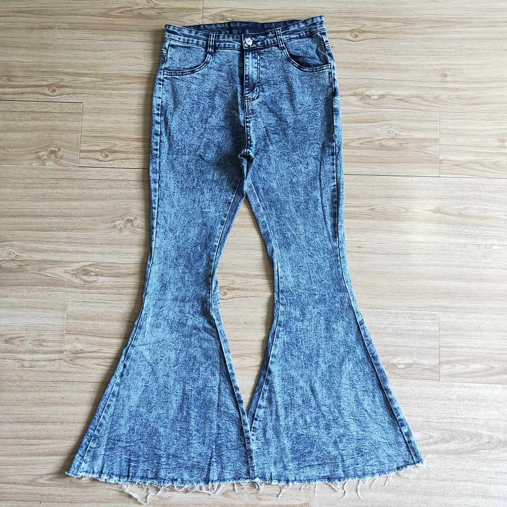 Adult women Dark Blue denim bell pants Jeans