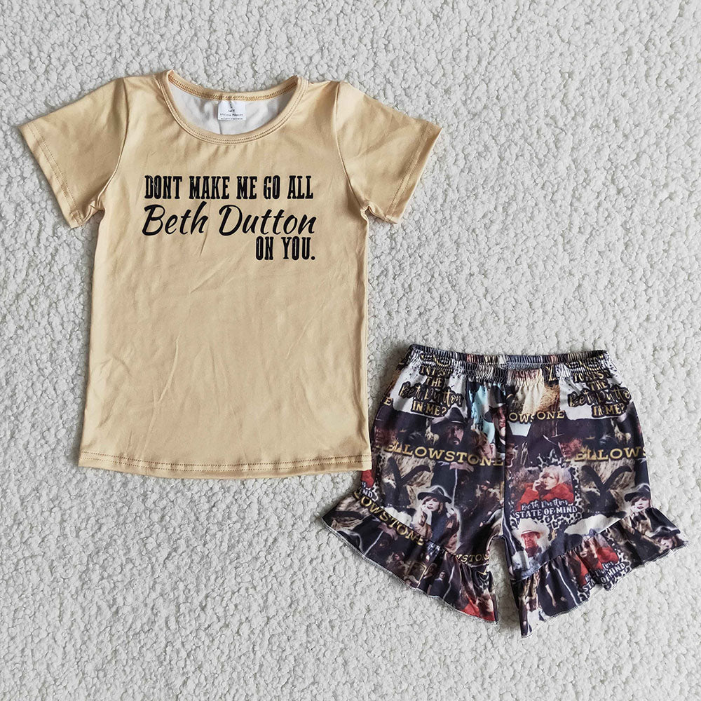 Baby gurls western yellow singer ruffle shorts sets